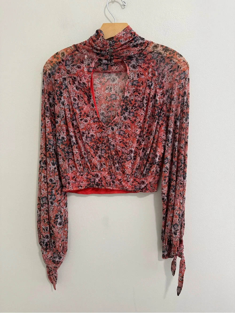 Free People Poppy Floral Mesh Blouse